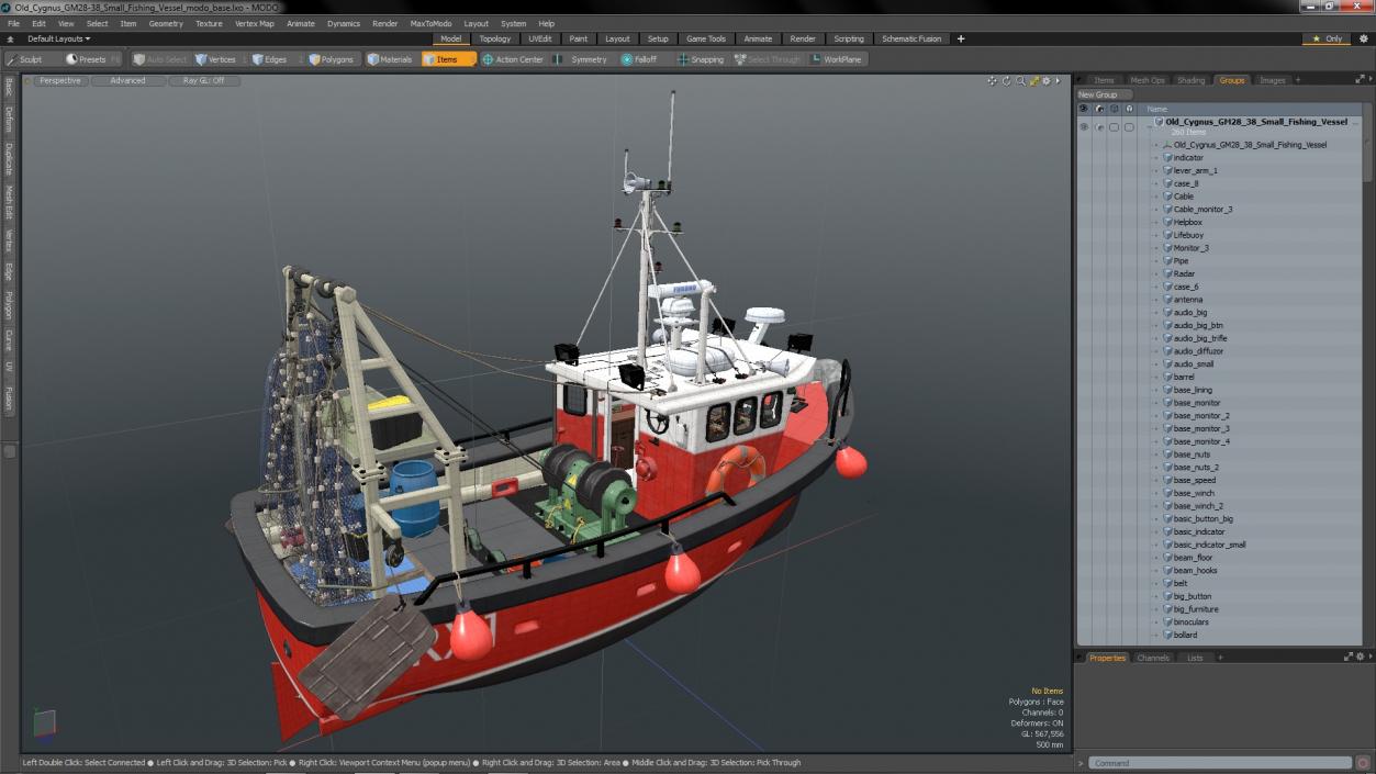 Old Cygnus GM28-38 Small Fishing Vessel 3D model