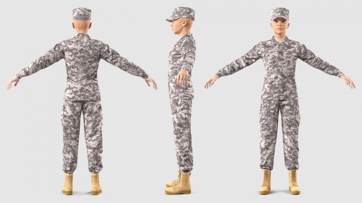 3D Female US Soldier Military ACU Neutral Pose model