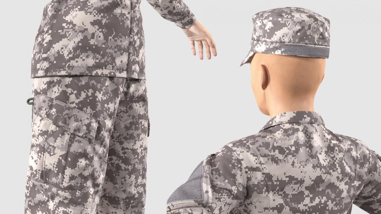 3D Female US Soldier Military ACU Neutral Pose model