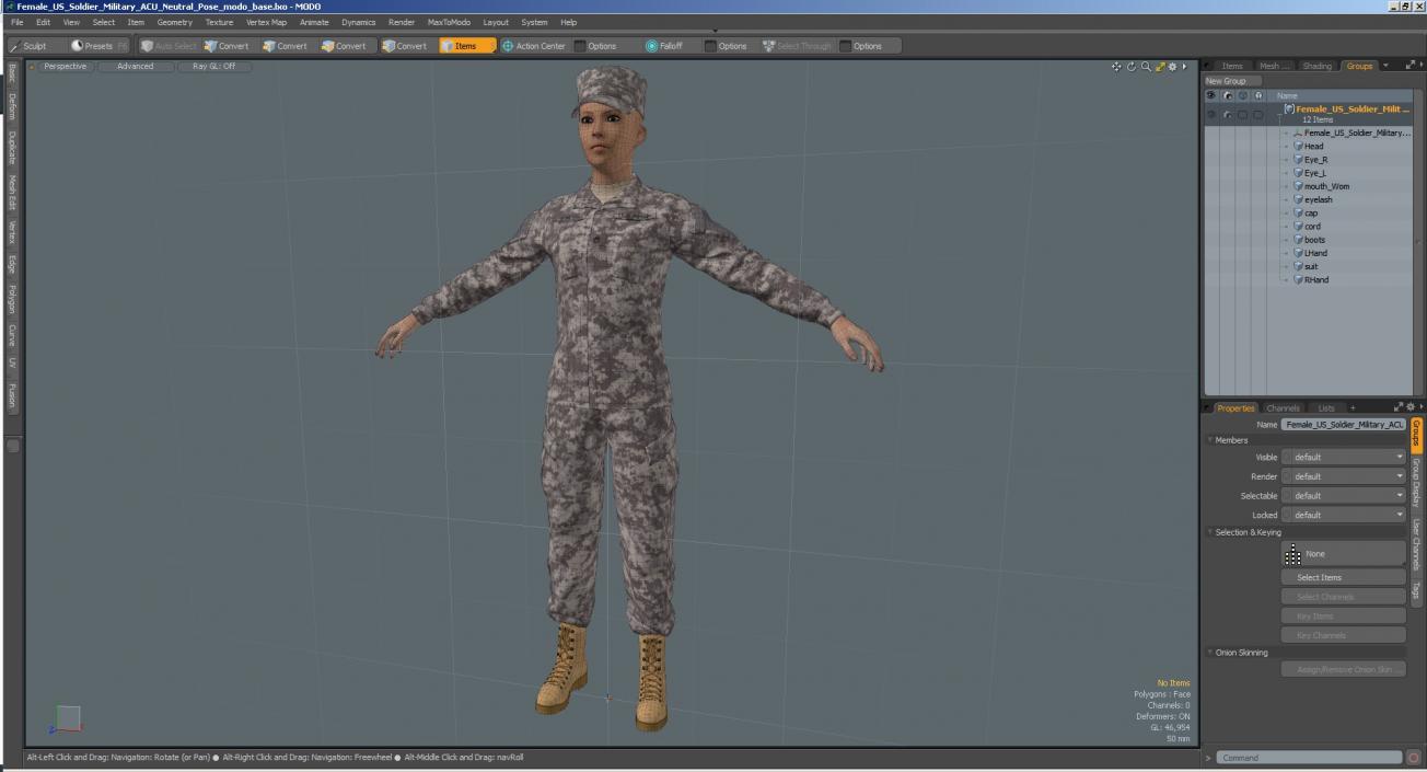 3D Female US Soldier Military ACU Neutral Pose model