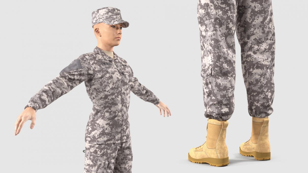 3D Female US Soldier Military ACU Neutral Pose model