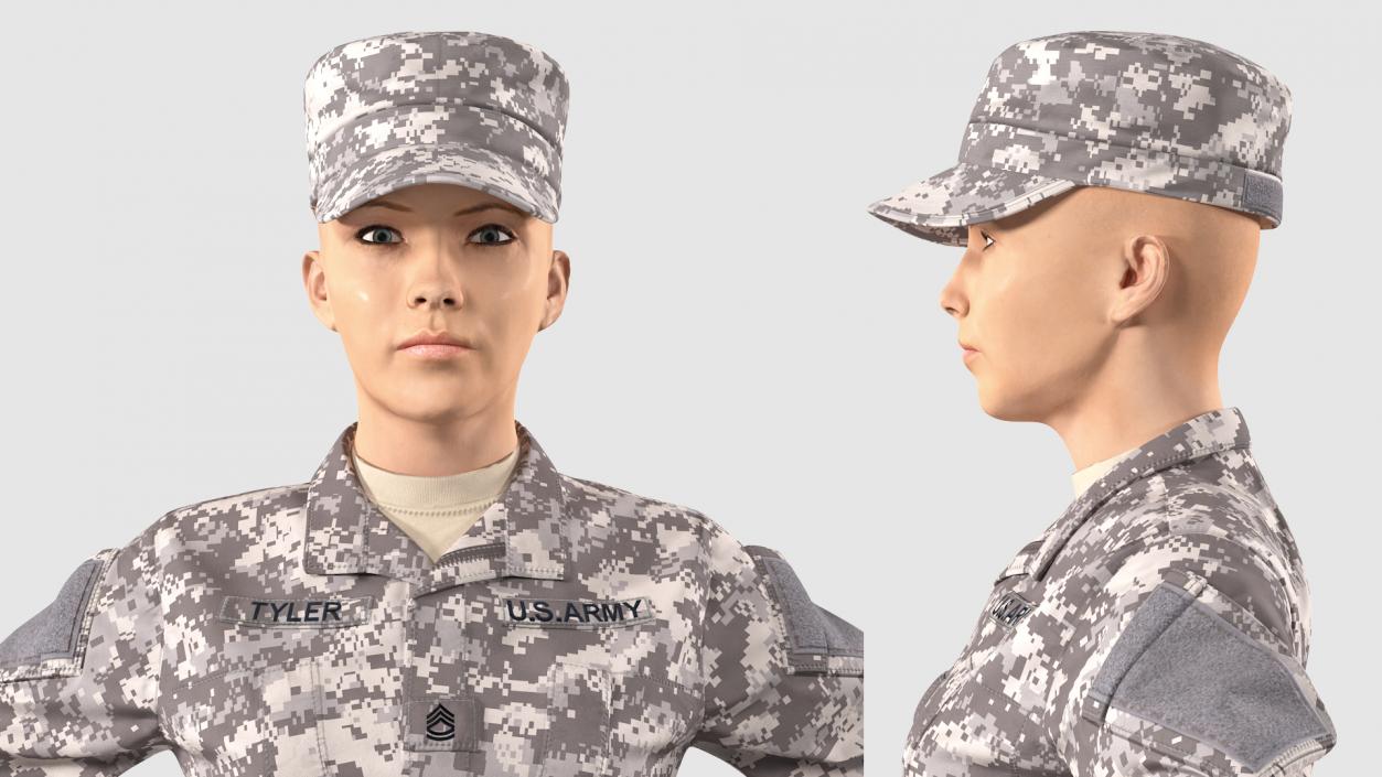 3D Female US Soldier Military ACU Neutral Pose model