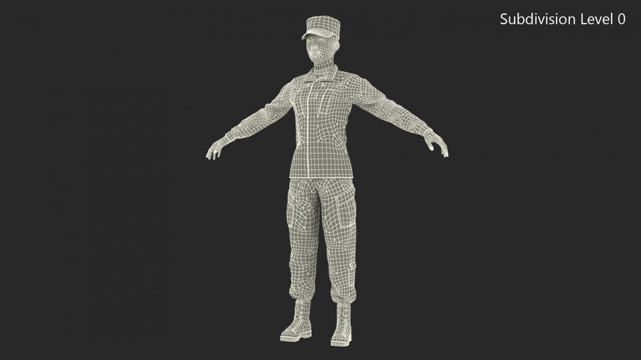 3D Female US Soldier Military ACU Neutral Pose model