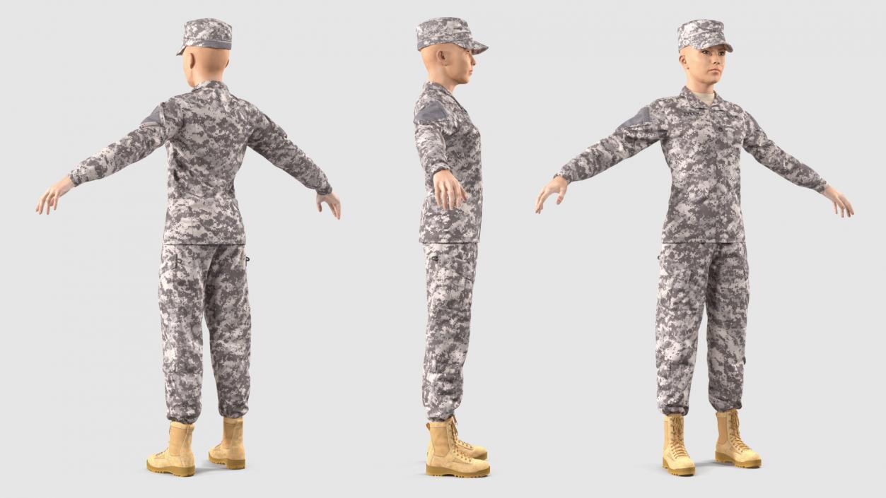 3D Female US Soldier Military ACU Neutral Pose model