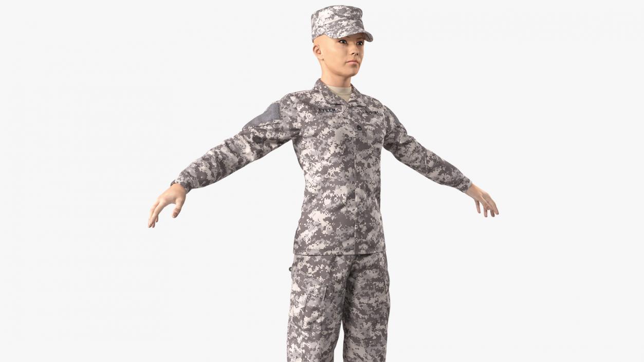 3D Female US Soldier Military ACU Neutral Pose model