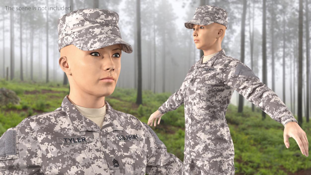 3D Female US Soldier Military ACU Neutral Pose model