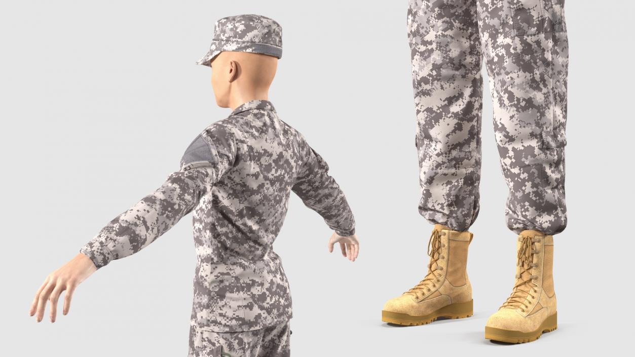 3D Female US Soldier Military ACU Neutral Pose model