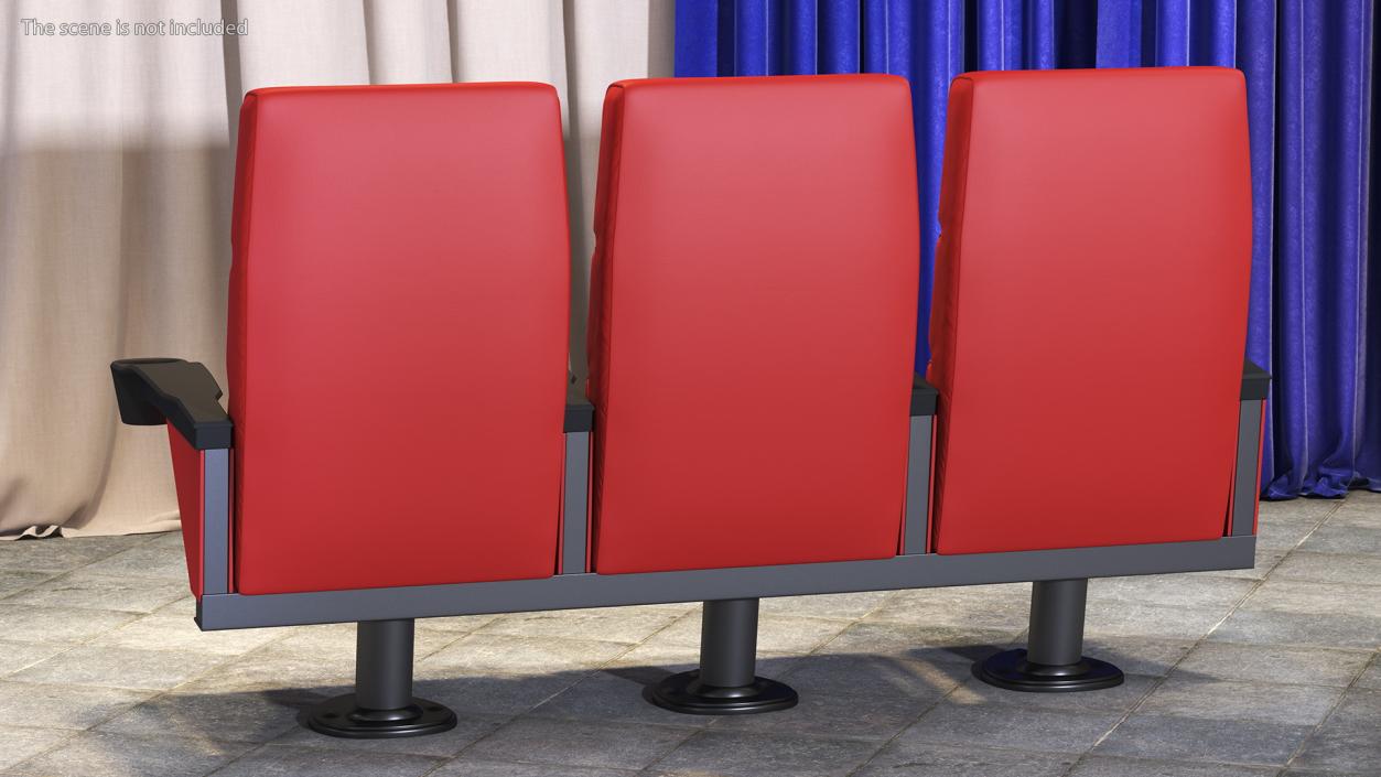 Leather Cinema Chairs for Three Places Red 3D