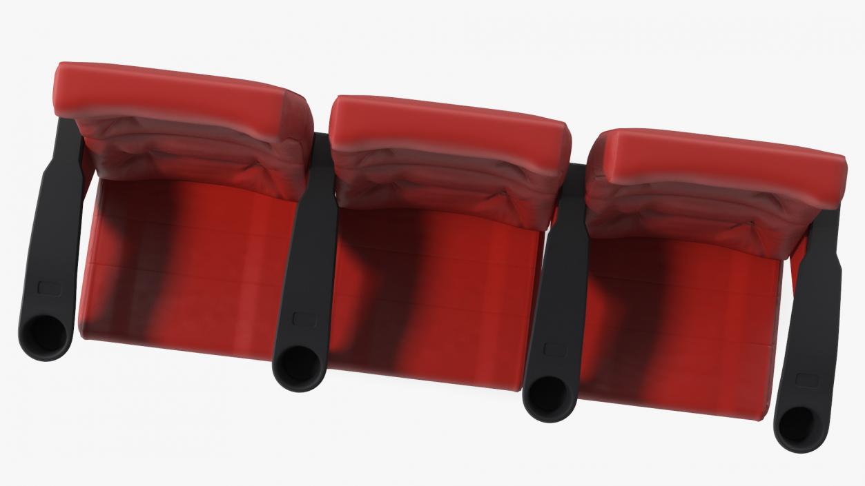 Leather Cinema Chairs for Three Places Red 3D