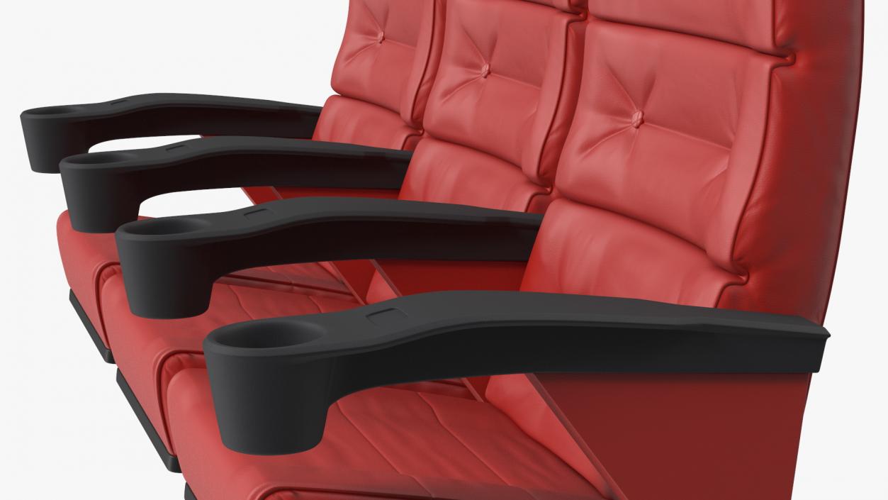 Leather Cinema Chairs for Three Places Red 3D