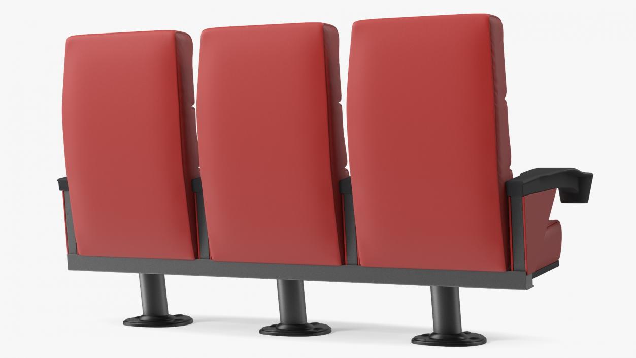 Leather Cinema Chairs for Three Places Red 3D