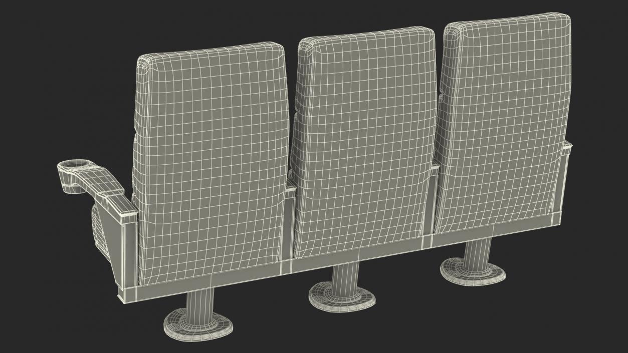 Leather Cinema Chairs for Three Places Red 3D