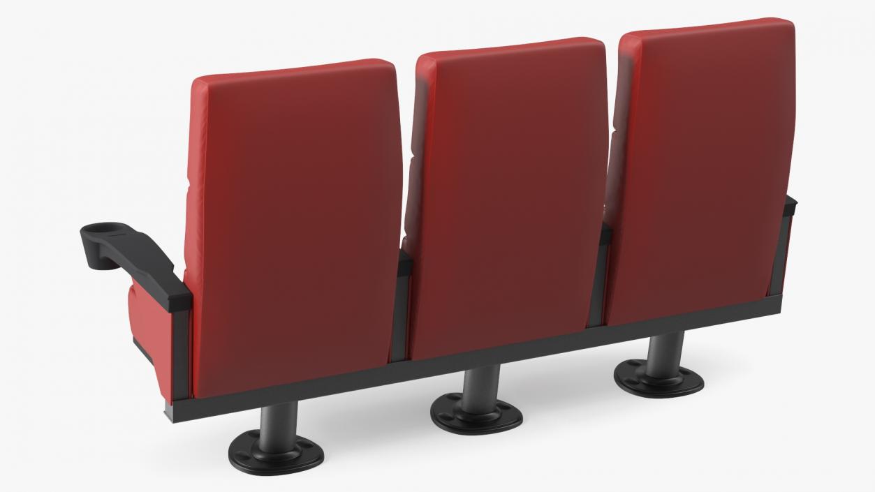 Leather Cinema Chairs for Three Places Red 3D