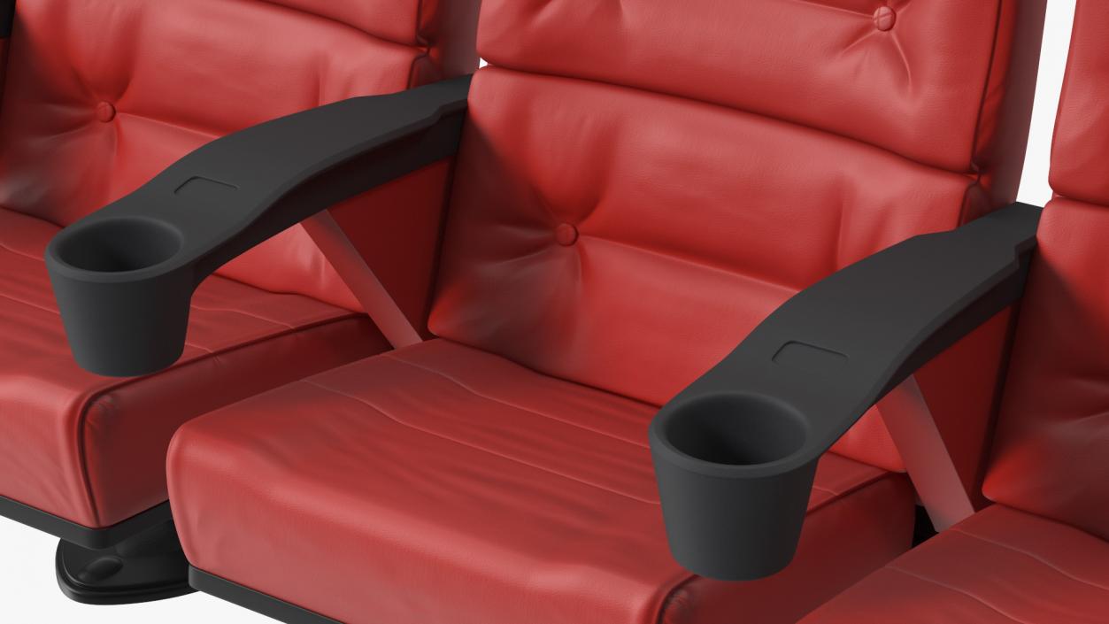 Leather Cinema Chairs for Three Places Red 3D