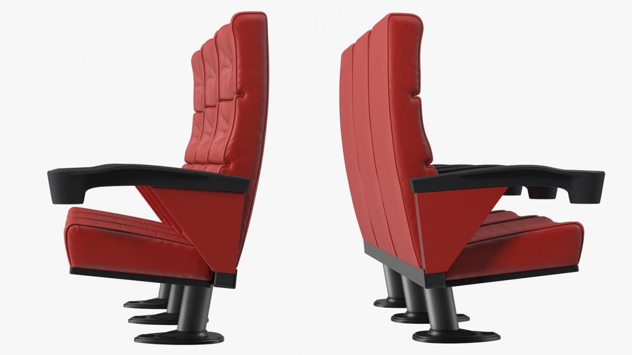 Leather Cinema Chairs for Three Places Red 3D