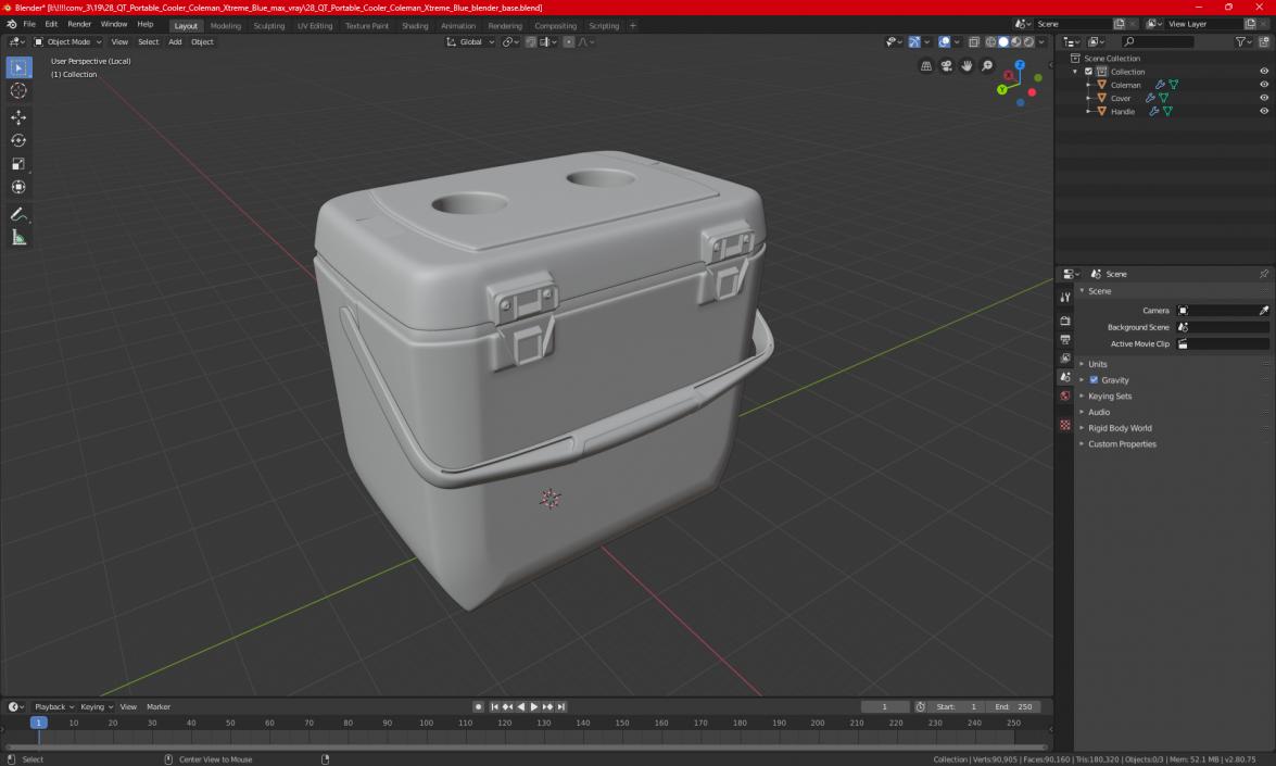 28 Quart Cool Box Coleman Xtreme Gray 3D