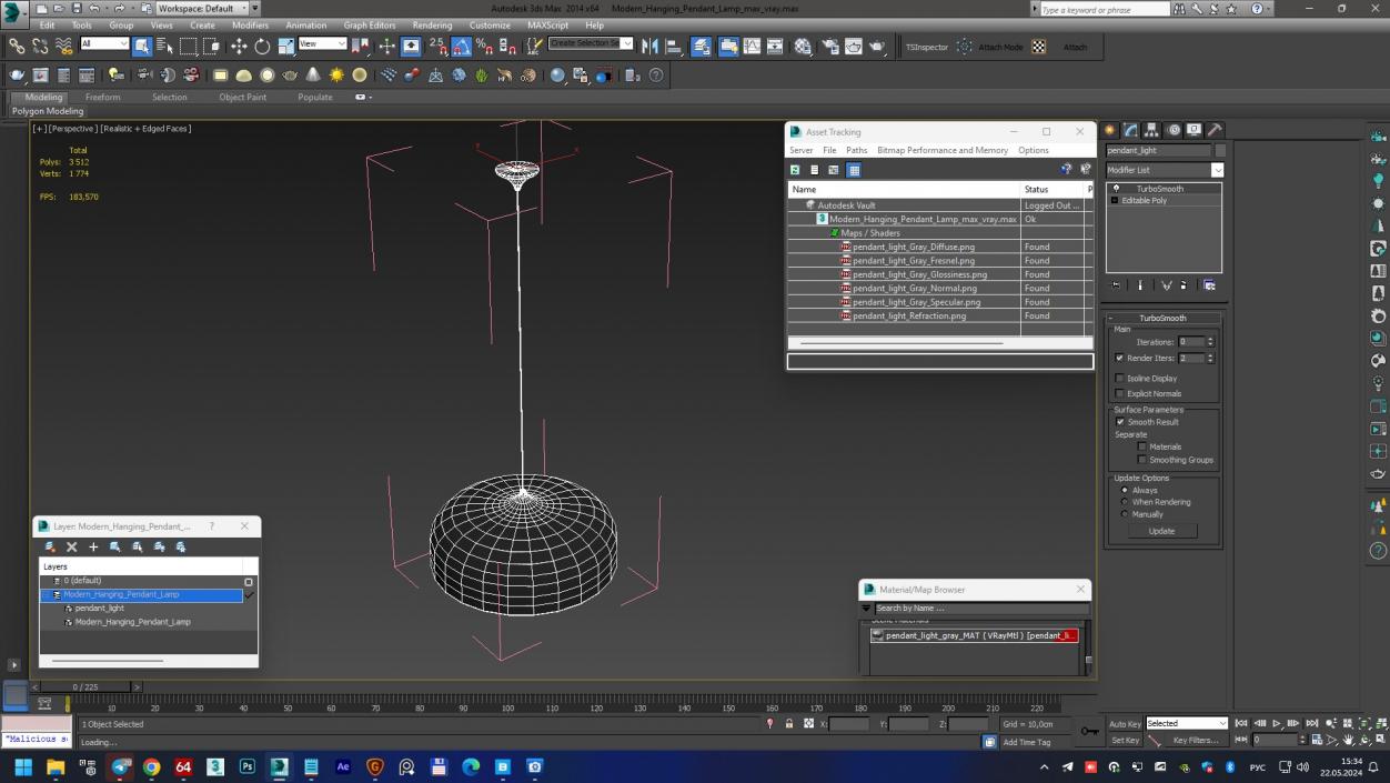 Modern Hanging Pendant Lamp 2 3D model