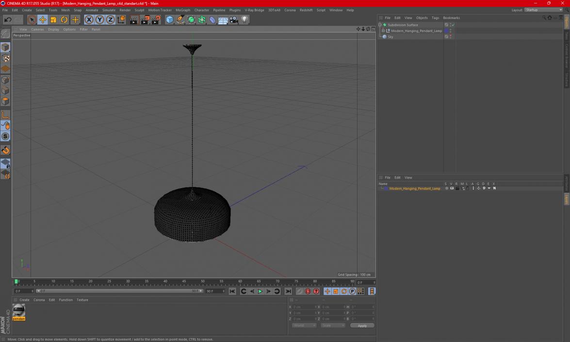 Modern Hanging Pendant Lamp 2 3D model