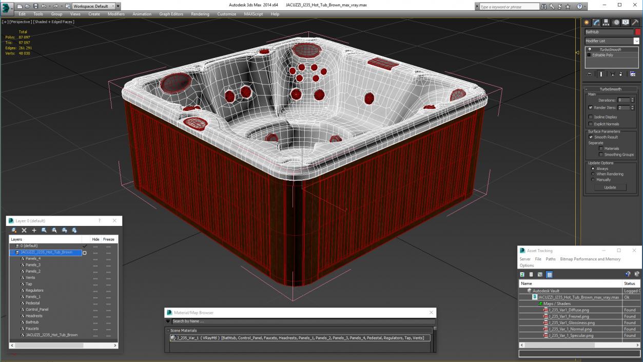 3D JACUZZI J235 Hot Tub Brown