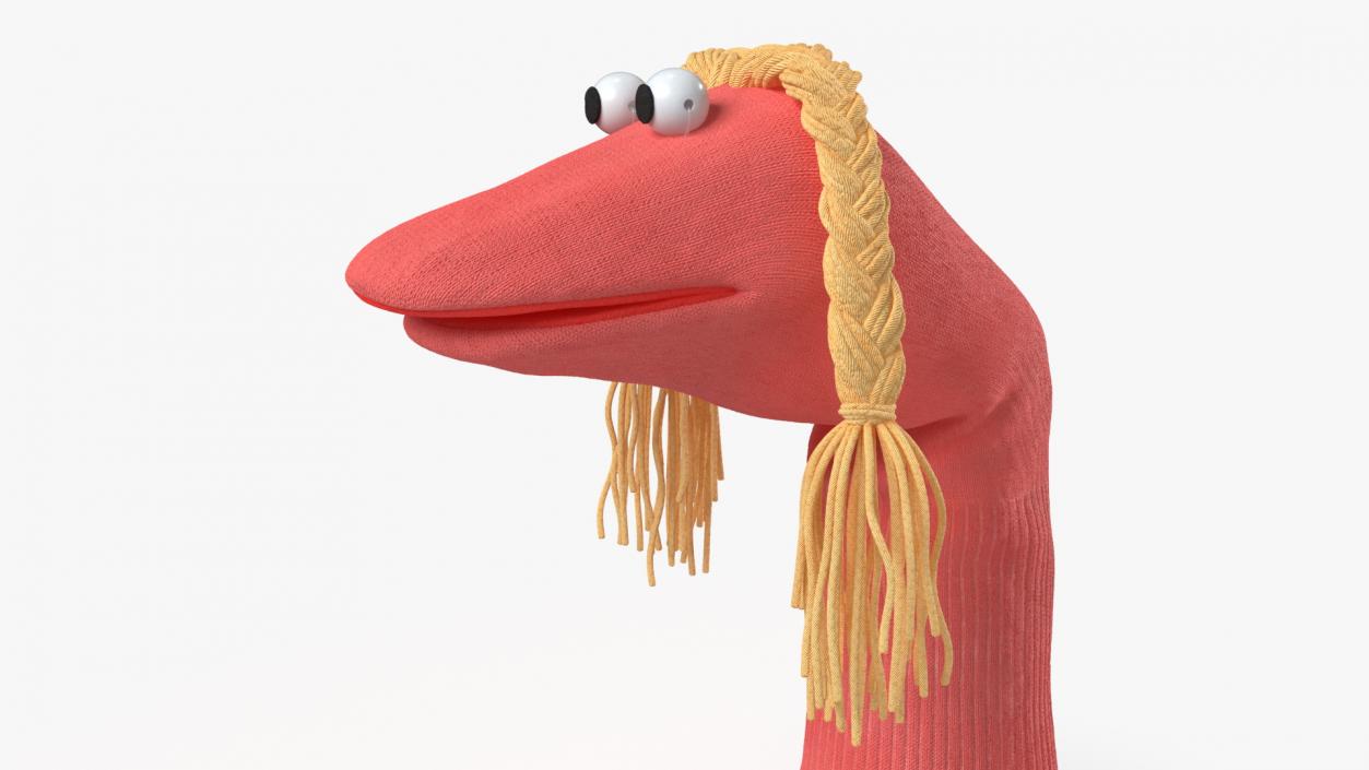 3D Sock Puppet with Googly Eyes Girl Pink model