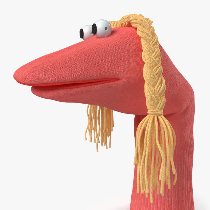 3D Sock Puppet with Googly Eyes Girl Pink model