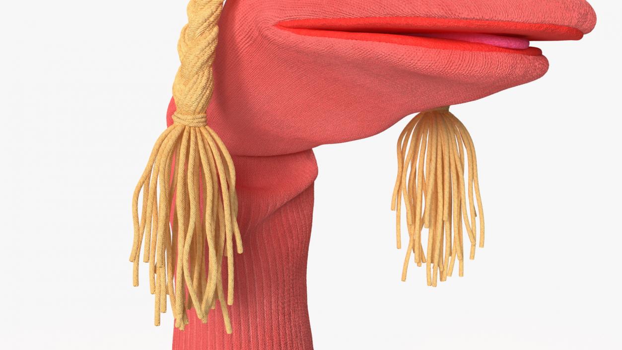 3D Sock Puppet with Googly Eyes Girl Pink model