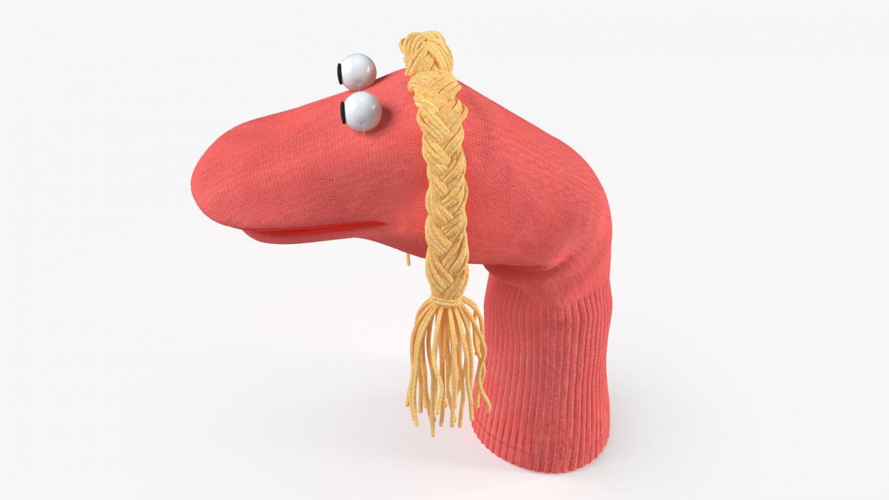 3D Sock Puppet with Googly Eyes Girl Pink model