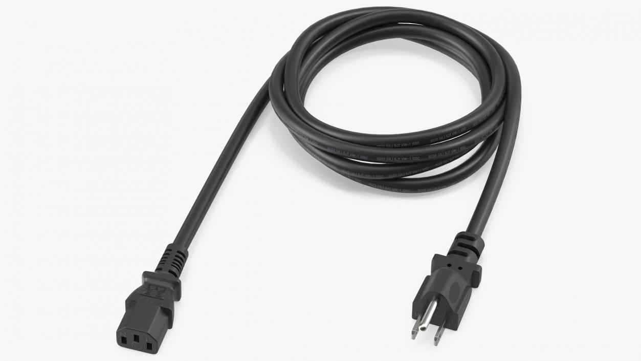 PC Power Cord American 3D