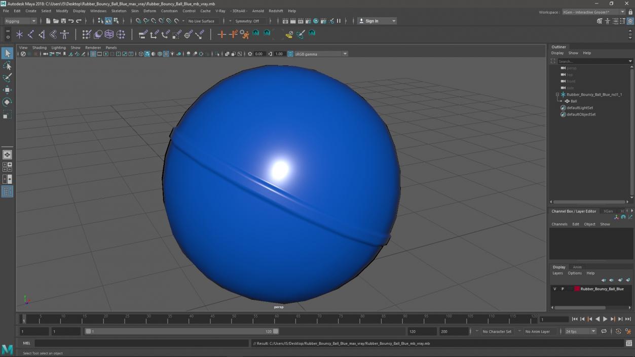 3D Rubber Bouncy Ball Blue model