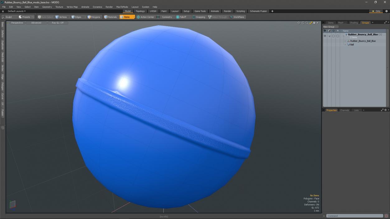 3D Rubber Bouncy Ball Blue model