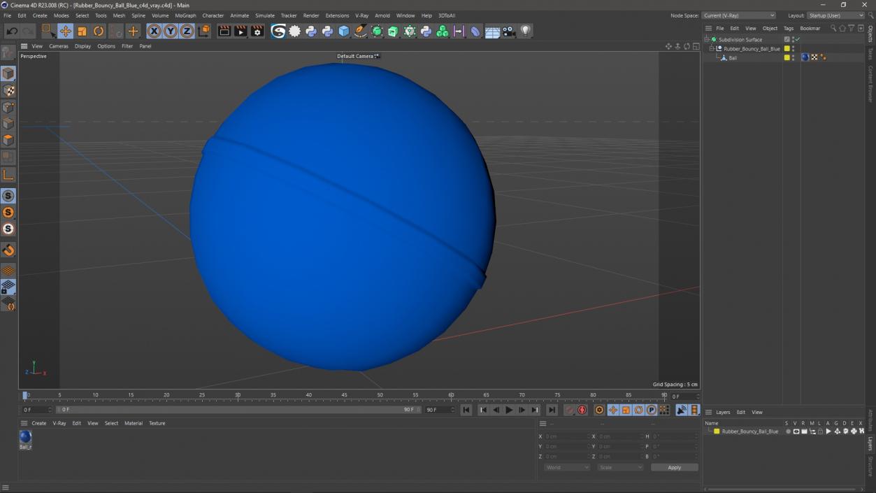 3D Rubber Bouncy Ball Blue model