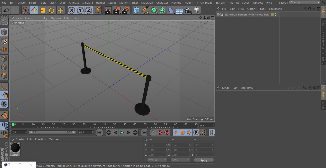 3D model Stanchion Barriers with Yellow Belt