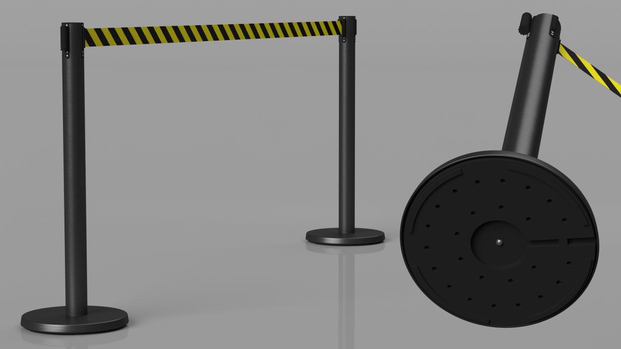 3D model Stanchion Barriers with Yellow Belt