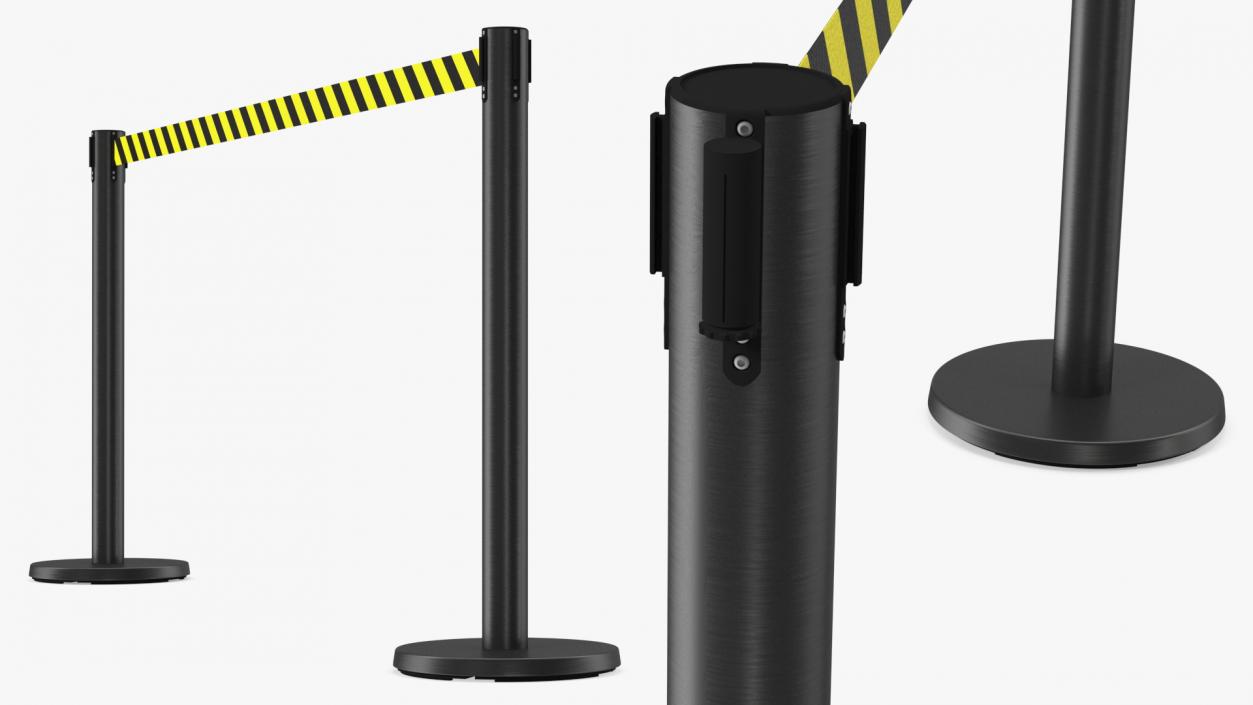 3D model Stanchion Barriers with Yellow Belt