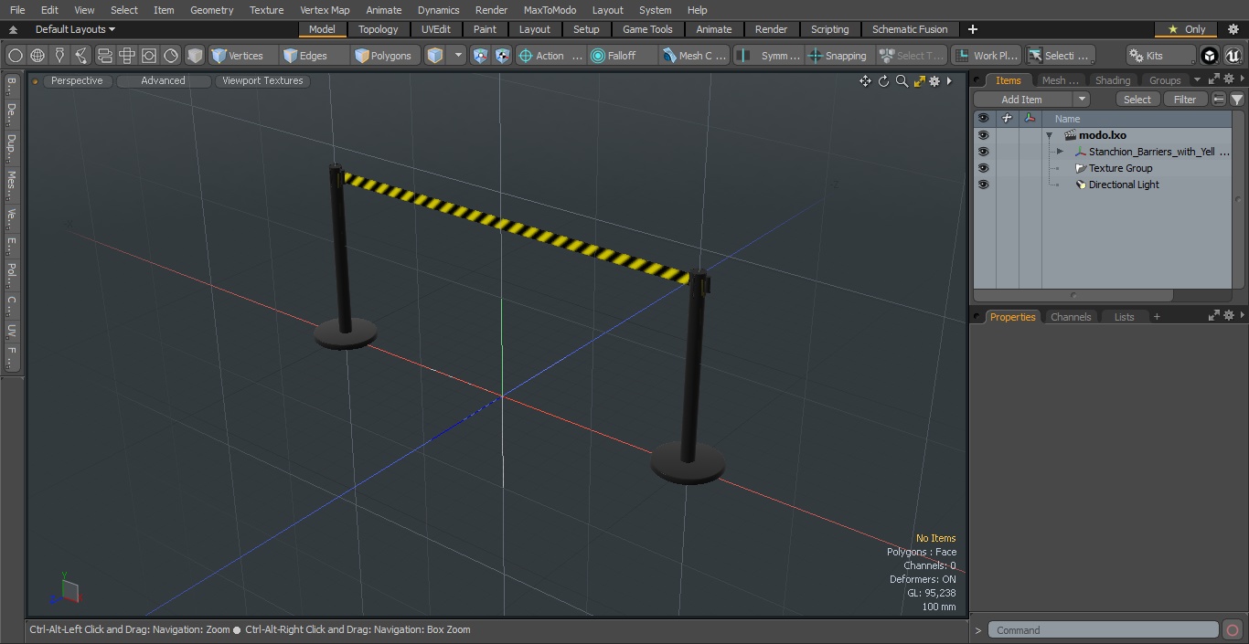 3D model Stanchion Barriers with Yellow Belt