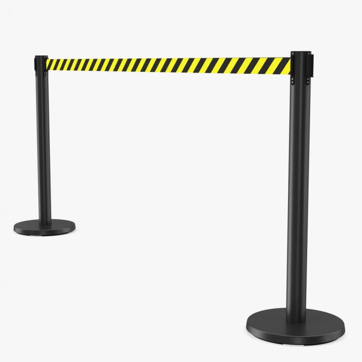 3D model Stanchion Barriers with Yellow Belt