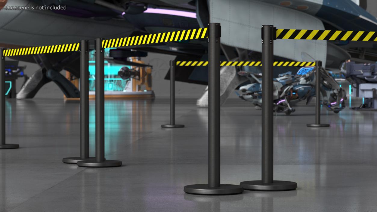 3D model Stanchion Barriers with Yellow Belt