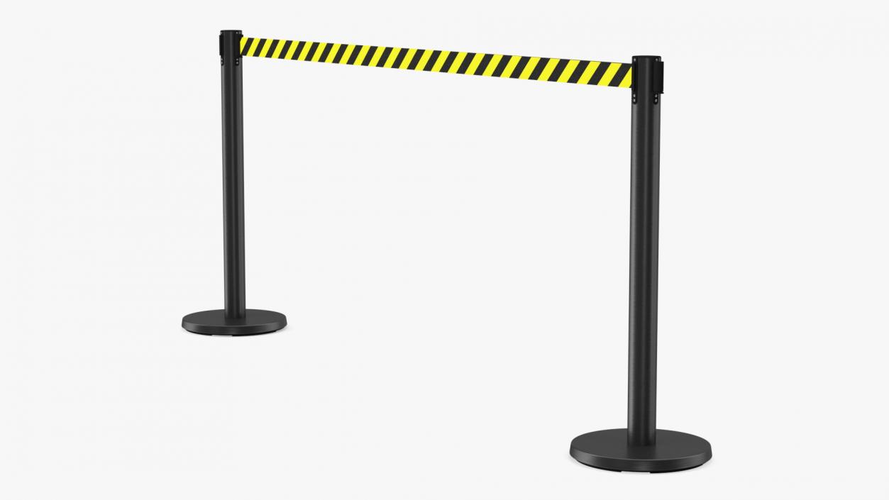 3D model Stanchion Barriers with Yellow Belt