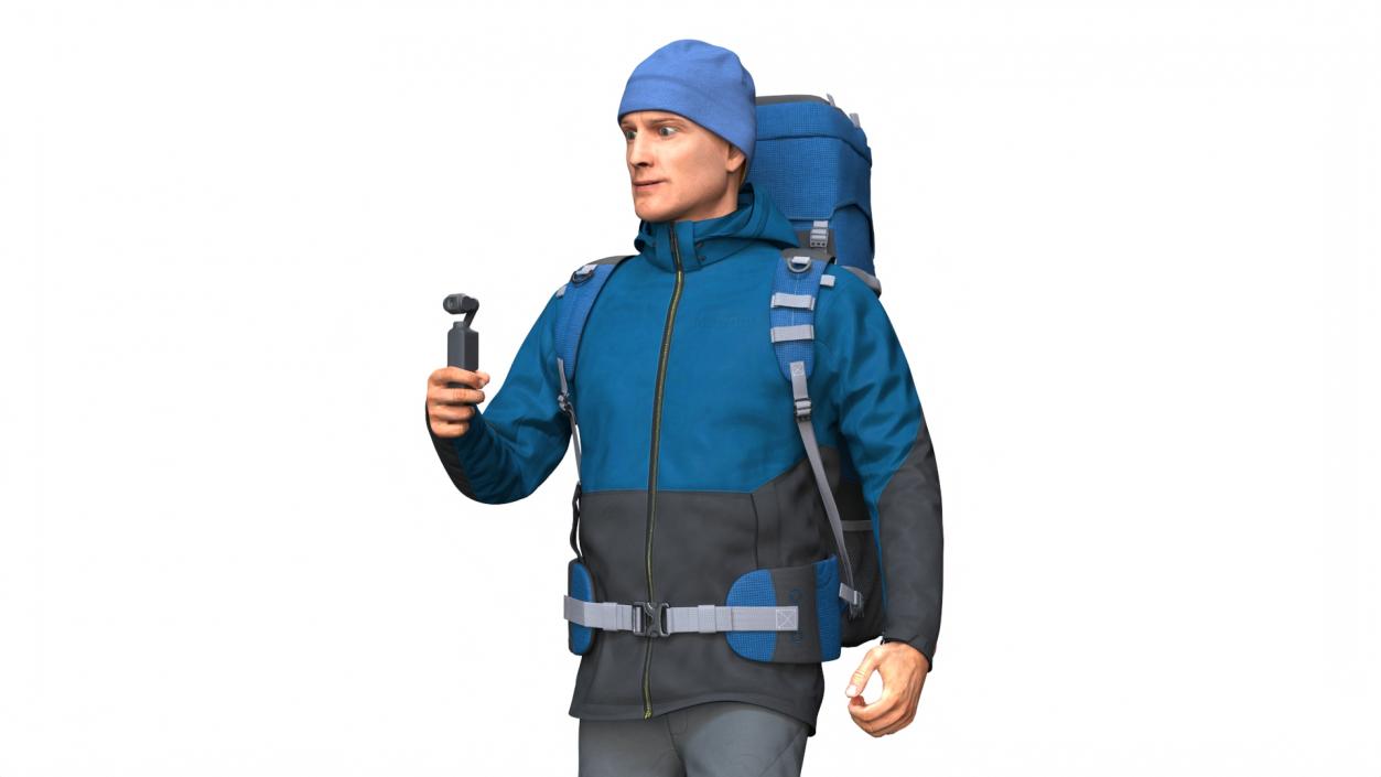 Traveler with Pocket Gimbal Camera 3D model