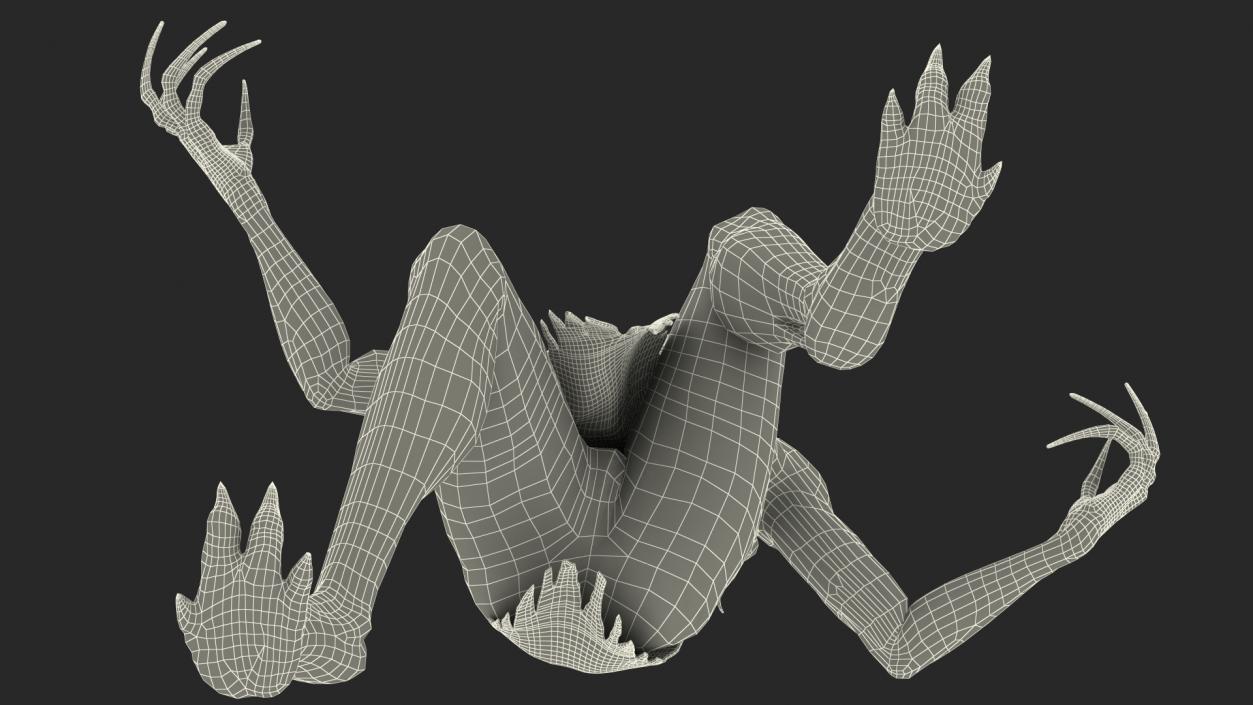 3D Scary Creature Attacking Pose Fur model