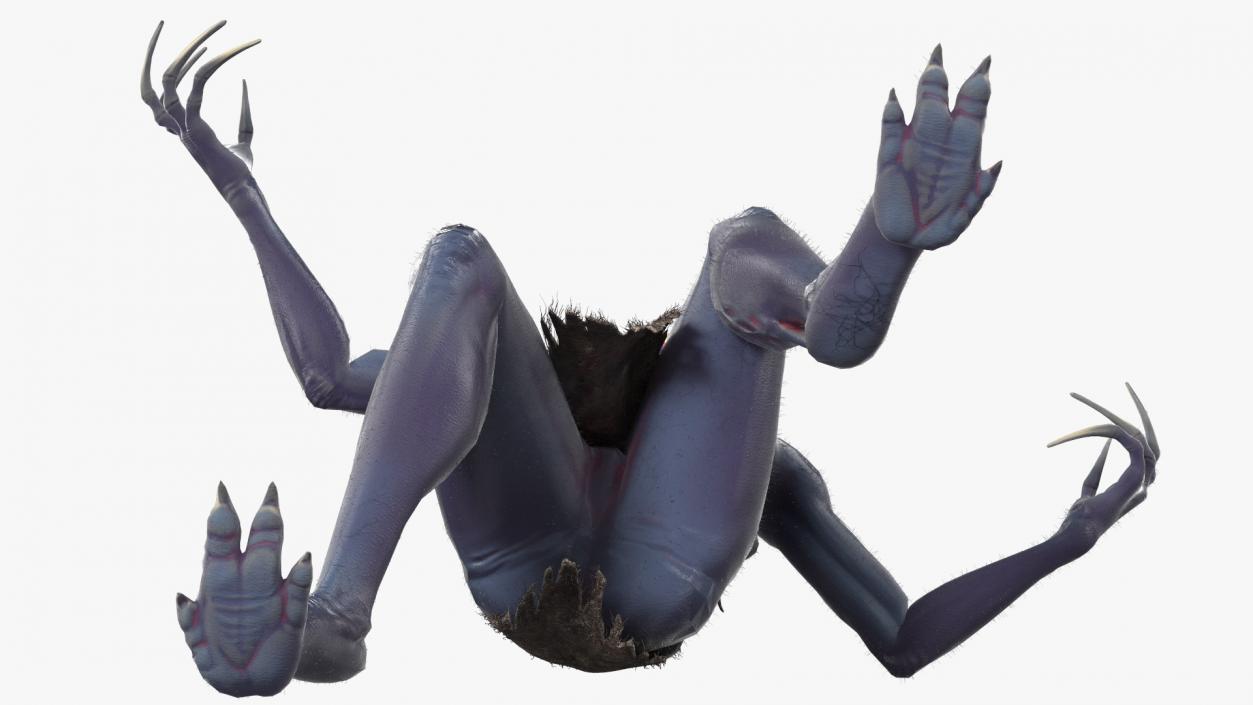 3D Scary Creature Attacking Pose Fur model