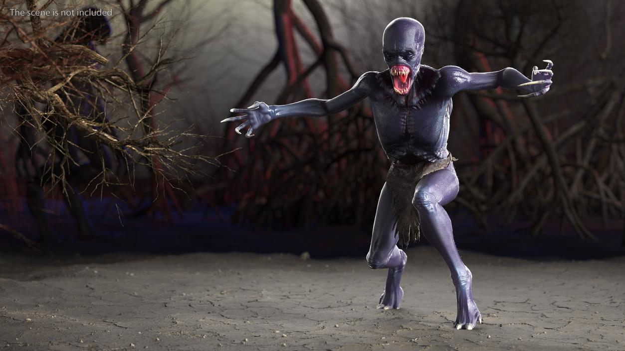 3D Scary Creature Attacking Pose Fur model