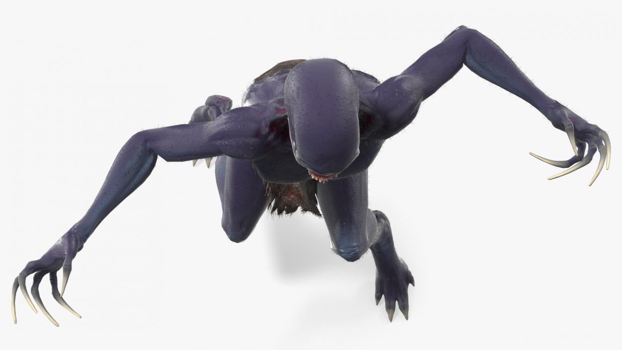 3D Scary Creature Attacking Pose Fur model