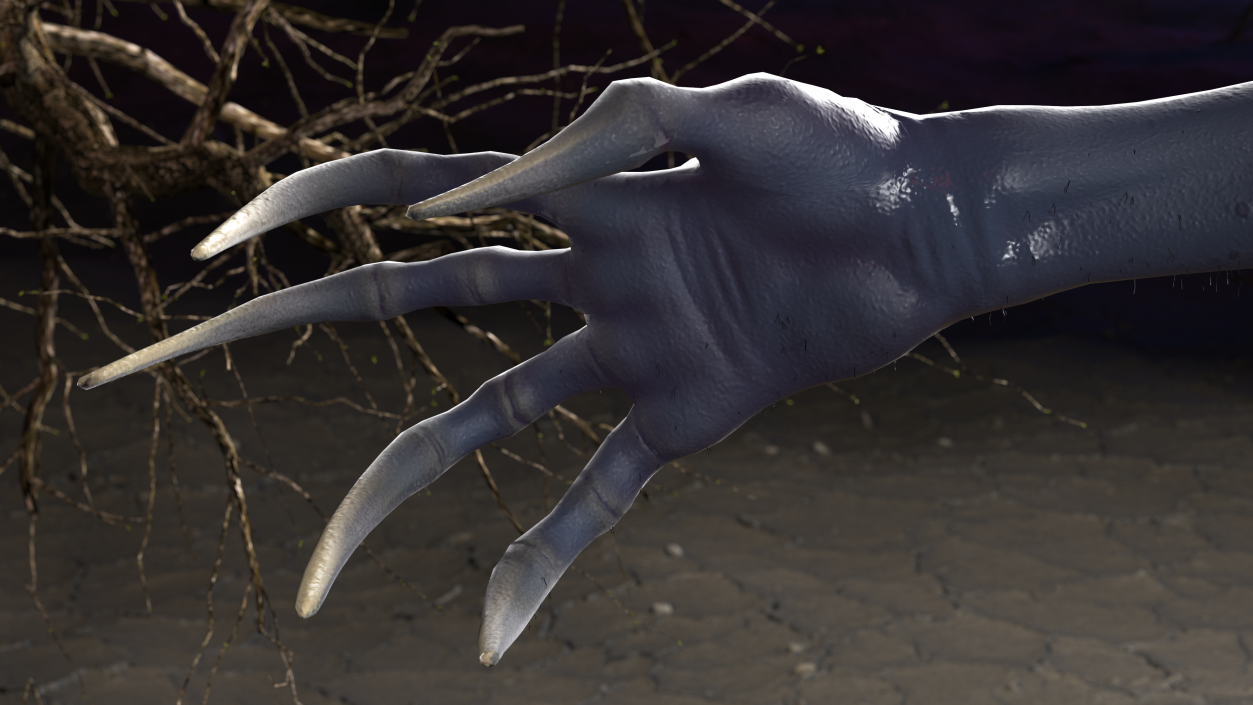 3D Scary Creature Attacking Pose Fur model