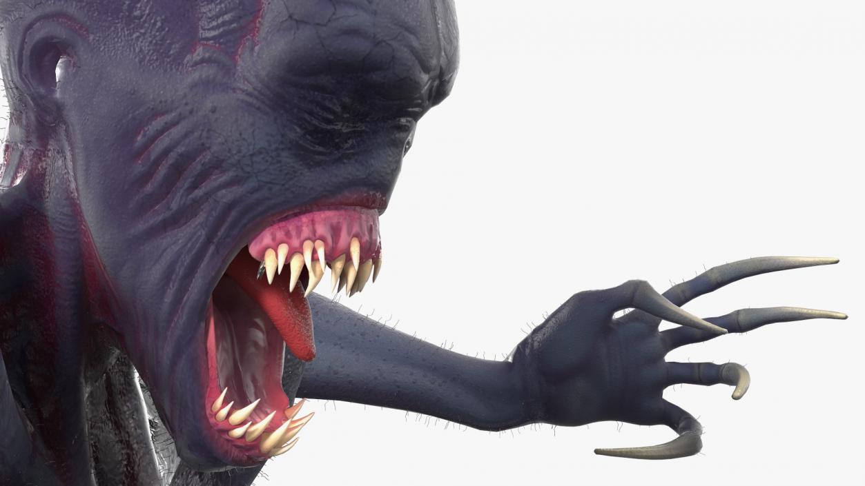 3D Scary Creature Attacking Pose Fur model