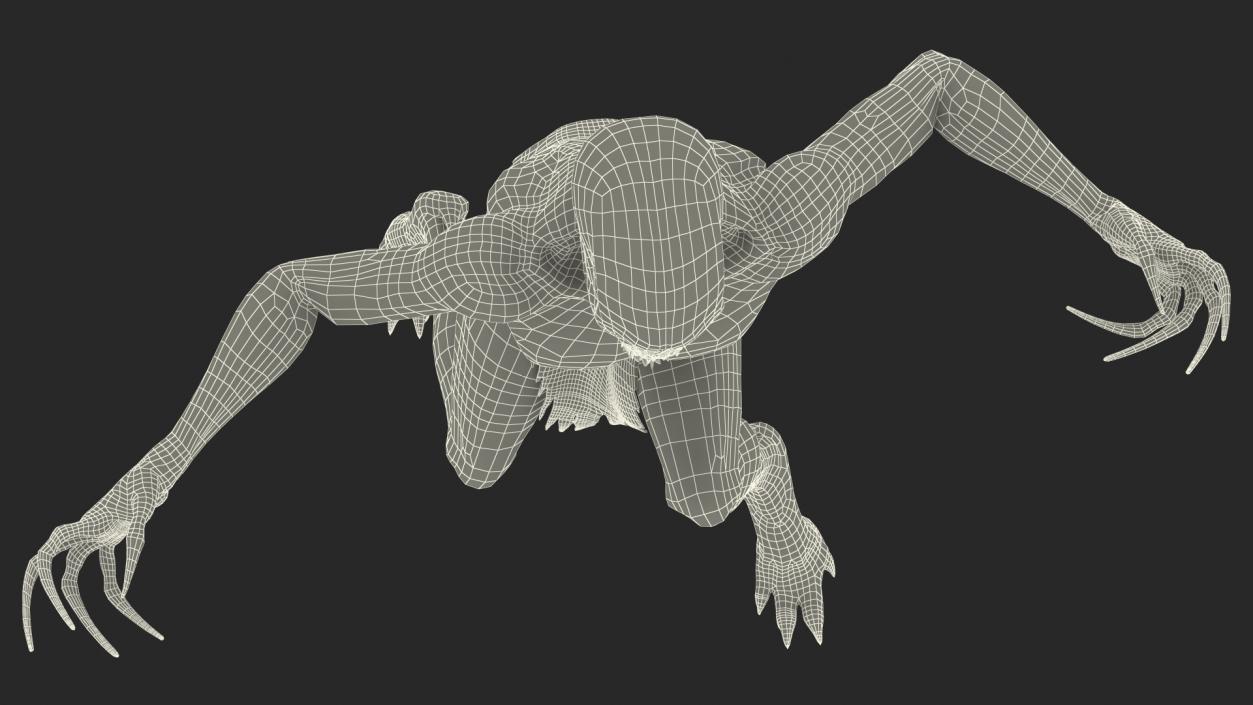 3D Scary Creature Attacking Pose Fur model