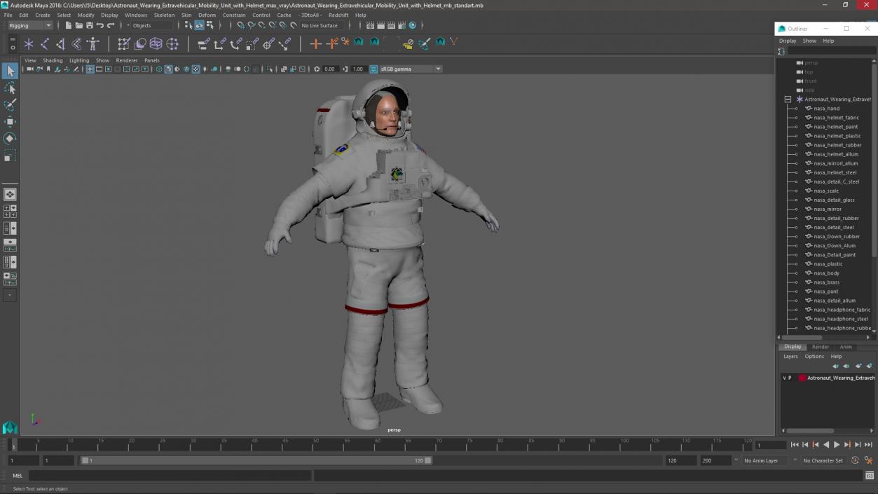 3D Astronaut Wearing Extravehicular Mobility Unit with Helmet model