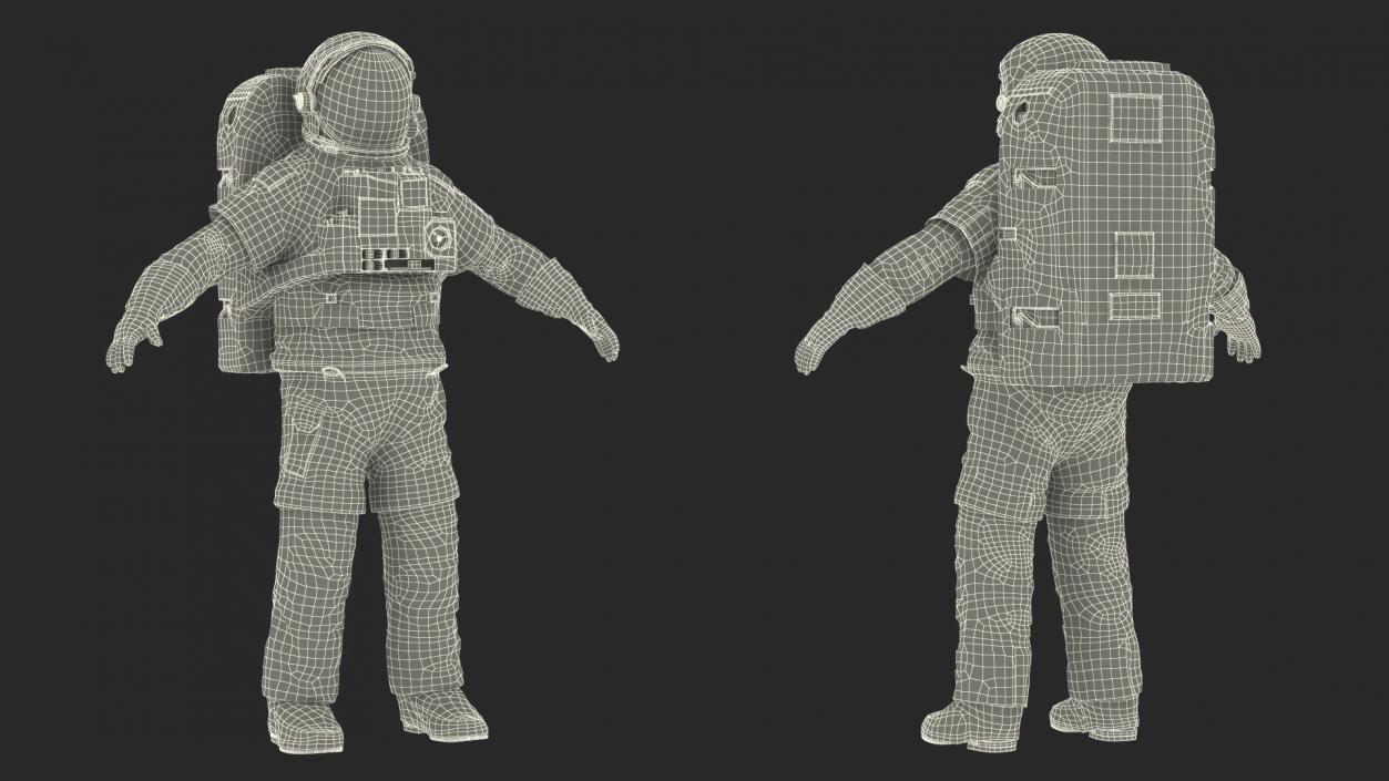 3D Astronaut Wearing Extravehicular Mobility Unit with Helmet model