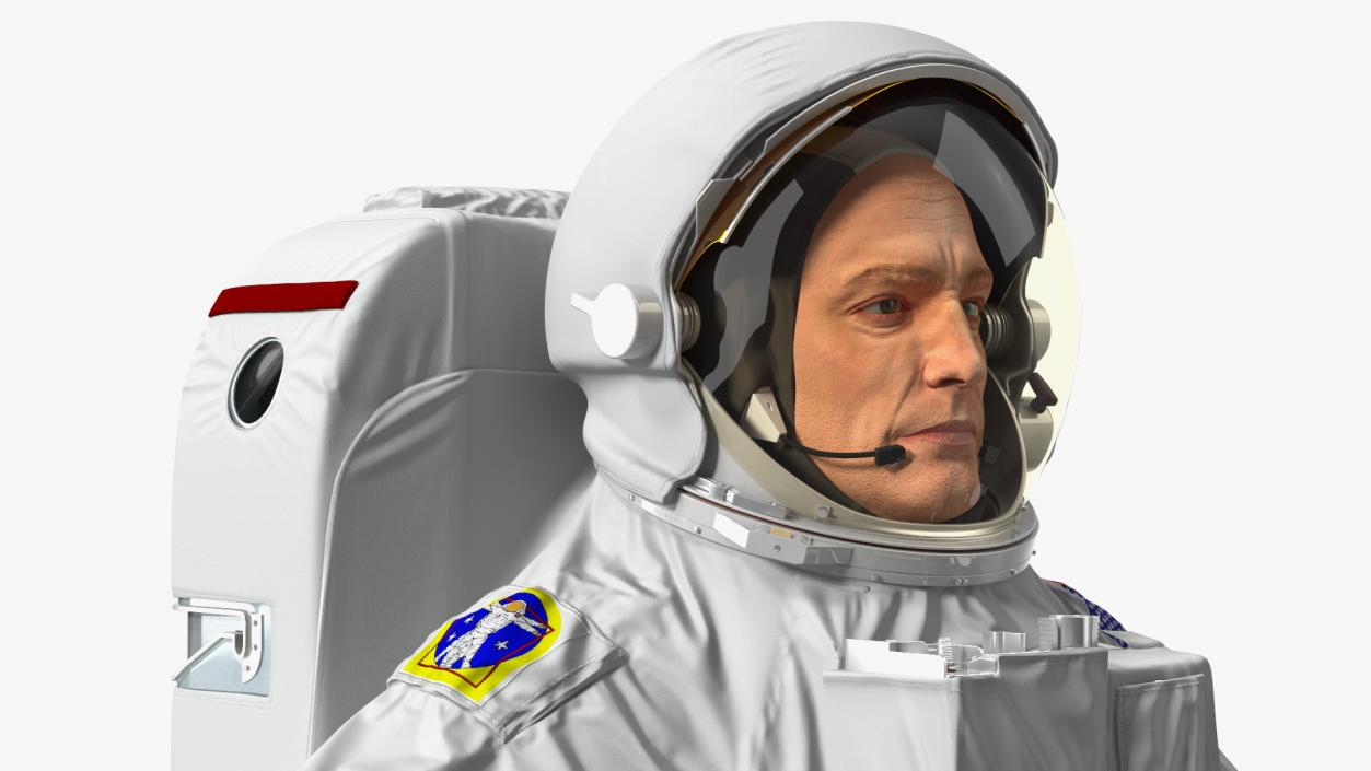 3D Astronaut Wearing Extravehicular Mobility Unit with Helmet model