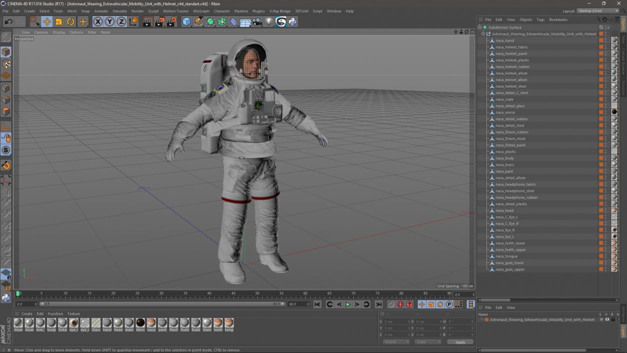 3D Astronaut Wearing Extravehicular Mobility Unit with Helmet model